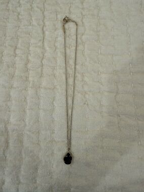 Kendra Scott Silver Necklace with Black Pendant